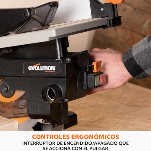 Miniatura 10 de Evolution Power Tools R210mts-G2 Sierra Híbrida Convertible De Mesa Ingletadora, Compacta Y Portátil, Corte Multimaterial, Corta Madera, Metal, Plástico, Etc. Incluye Una Hoja De 210 Mm