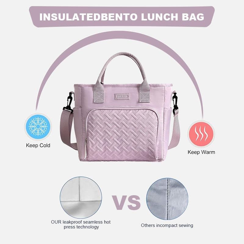 Image of Lunch Bag for Kids, Lunch Bag for Office Men, Women and Kids, Canvas Tiffin Bags for School, Picnic, Work, Carry Bag for Lunch Box and Water Bottle (Pink Sling)