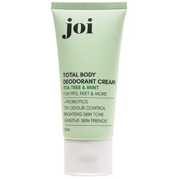 Joi Body Deodorant Cream with Essential OIls for Women & Men Aluminium & Paraben & Baking Soda Free, 72 Hours Lasting Freshness, Enhanced with Probiotics, 1.69 oz Lemon & Rosemary Tea Tree & Mint