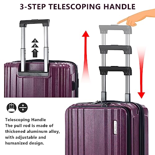 Tydeckare Carry On 55X35X23Cm Cabin Luggage 20" With Front Compartment, Lightweight Abs+Pc With Dual Control Tsa Lock, Ykk Zipper, 4 Silent Wheels, Rose Red #TOP5