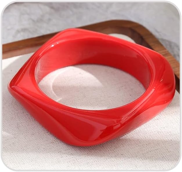 Chunky Acrylic Resin Statement Bangle Bracelet for Women Trendy Amber Wide Open Bracelet Fashion Punk Large Wrist Accessories