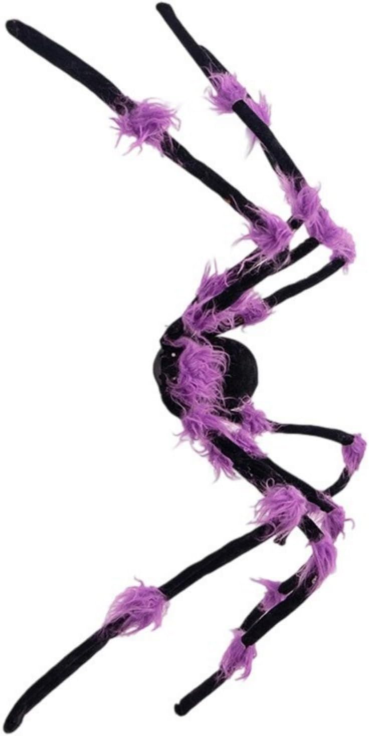 Glowing Plush Arachnid with Timer and LED Light 51Inch Illuminated Arachnid Halloween Decoration for Wall Tree Window Soft Plush Arachnid LED Light Decoration