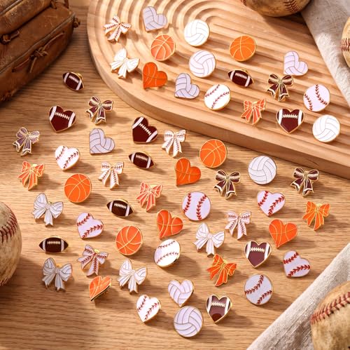Image of Knitgrip 60 Pcs Football Softball Soccer Volleyball Baseball Enamel Pins Bulk Sport Trading Lapel Pin Senior Night Party Favors for Hat Shirt Backpack Sport Player Award Gift, 12 Style
