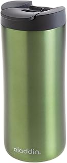 Aladdin Leak-Lock™ Thermavac Stainless Steel Mug 0.35L Green – Leakproof | Double Wall Vacuum Insulated Cup | Keeps Hot for 3 Hours | BPA-Free Reusable Travel Mug | Dishwasher Safe