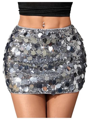 SweatyRocks Women's Sequin Sparkly Skirts Mini Glitter Y2k Night Out Party Club Bodycon Skirt