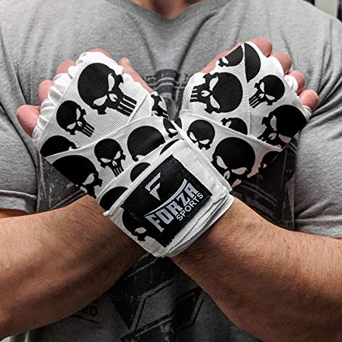 Forza Sports 180" Mexican Style Boxing Handwraps - Skulls White