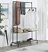 Homissue 72 Inch Industrial Pipe Double Rail Hall Tree with Shoe Storage on Wheel, 2 Shelf Rolling Clothes Rack Organizer with 2 Hanging Rod for Garment Storage Display, Vintage Brown