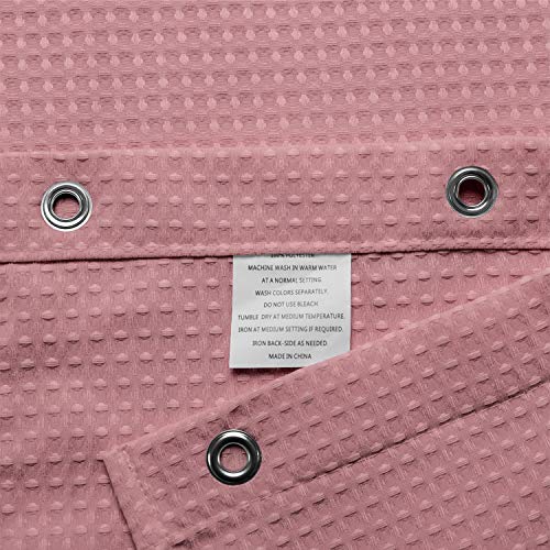Image of Barossa Design Waffle Weave Shower Curtain Hotel Luxury Spa, 230 GSM Heavy Duty Fabric, Water Repellent, Pale Mauve, 71 inchx72 inch