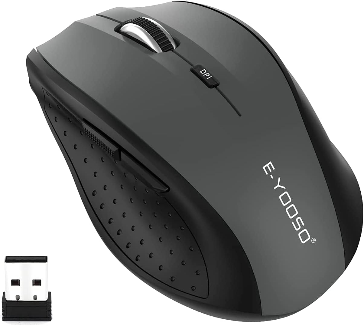 E-YOOSO Wireless Mouse, Portable Optical Mouse, 6 Buttons, 2.4GHz USB Receiver, 4800 DPI, 18 Months Battery Life