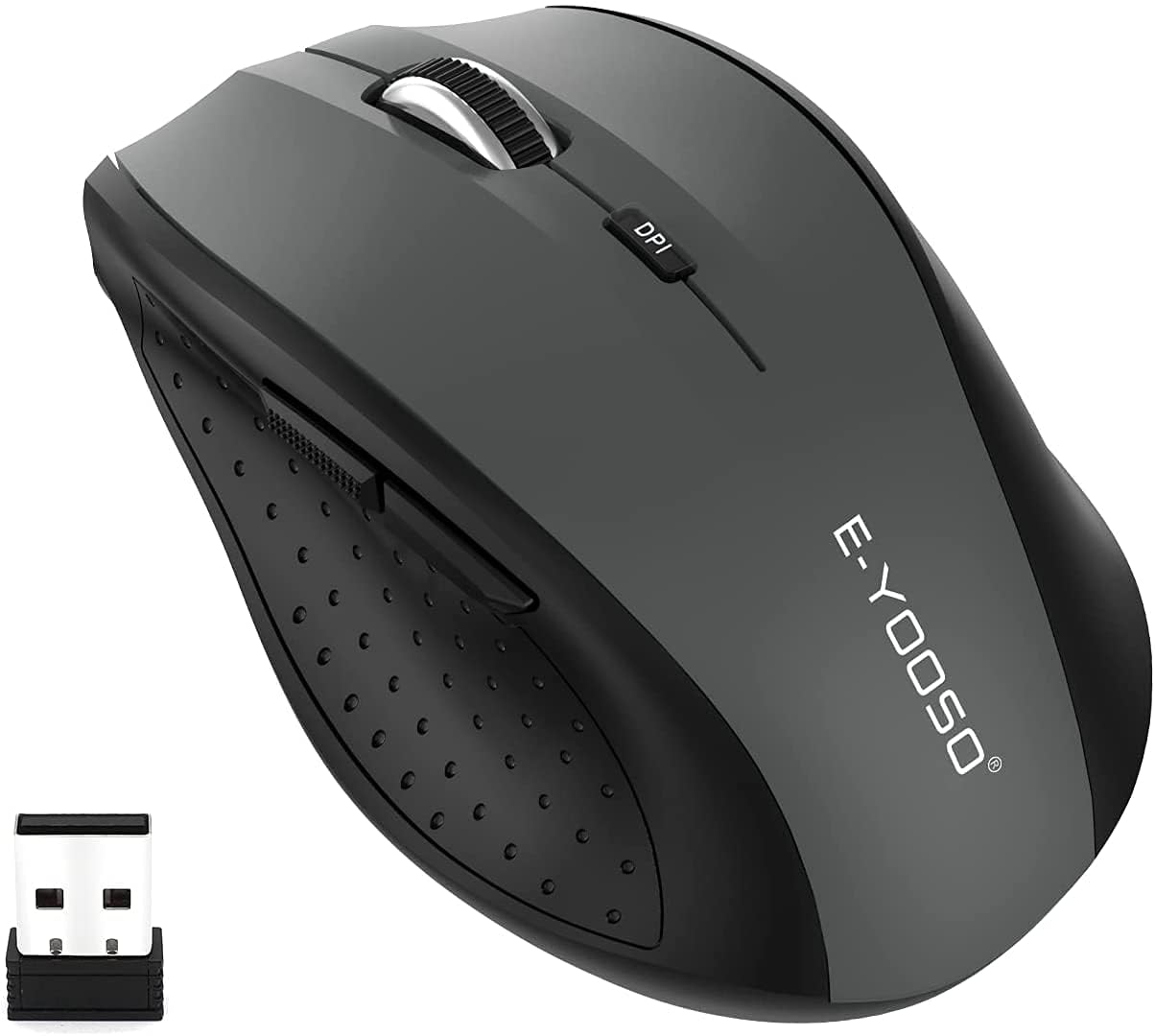 E-YOOSO Wireless Mouse for Laptop Portable Optical Computer Mouse 6 Buttons Cordless 2 4GHz with USB Receiver 5-Level