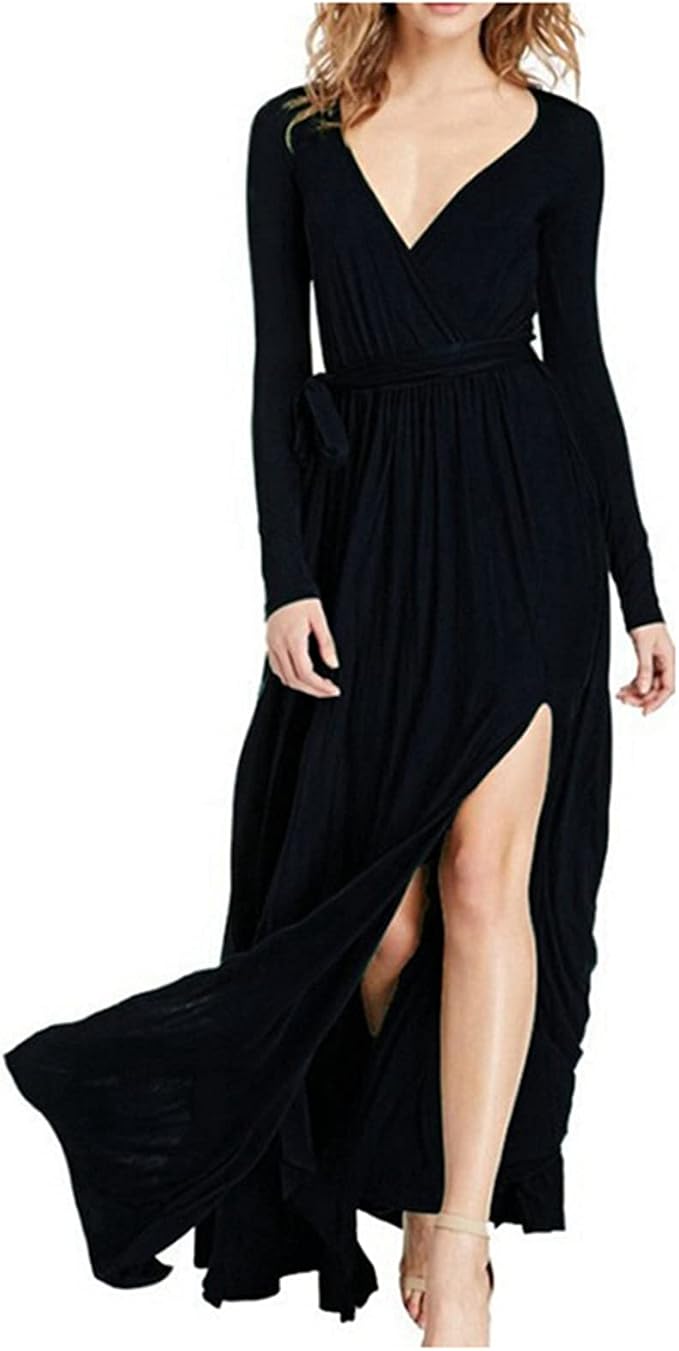 Vestidos Maxi Elegantes De Noche para Mujer Vestidos Sexis De Fiesta con  Escote En V De Corte Alto : Amazon.com.mx: Ropa, Zapatos y Accesorios