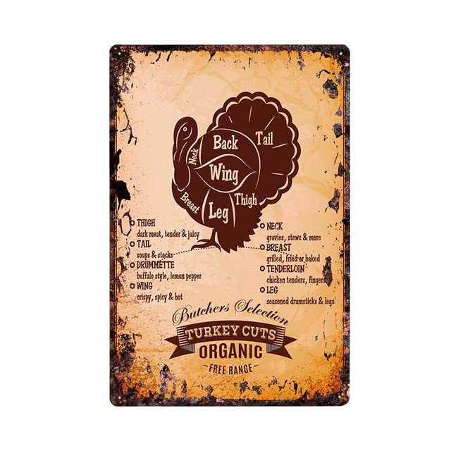 Cartel de metal vintage para cocina, diseño de carnicería, 20 x 30 cm