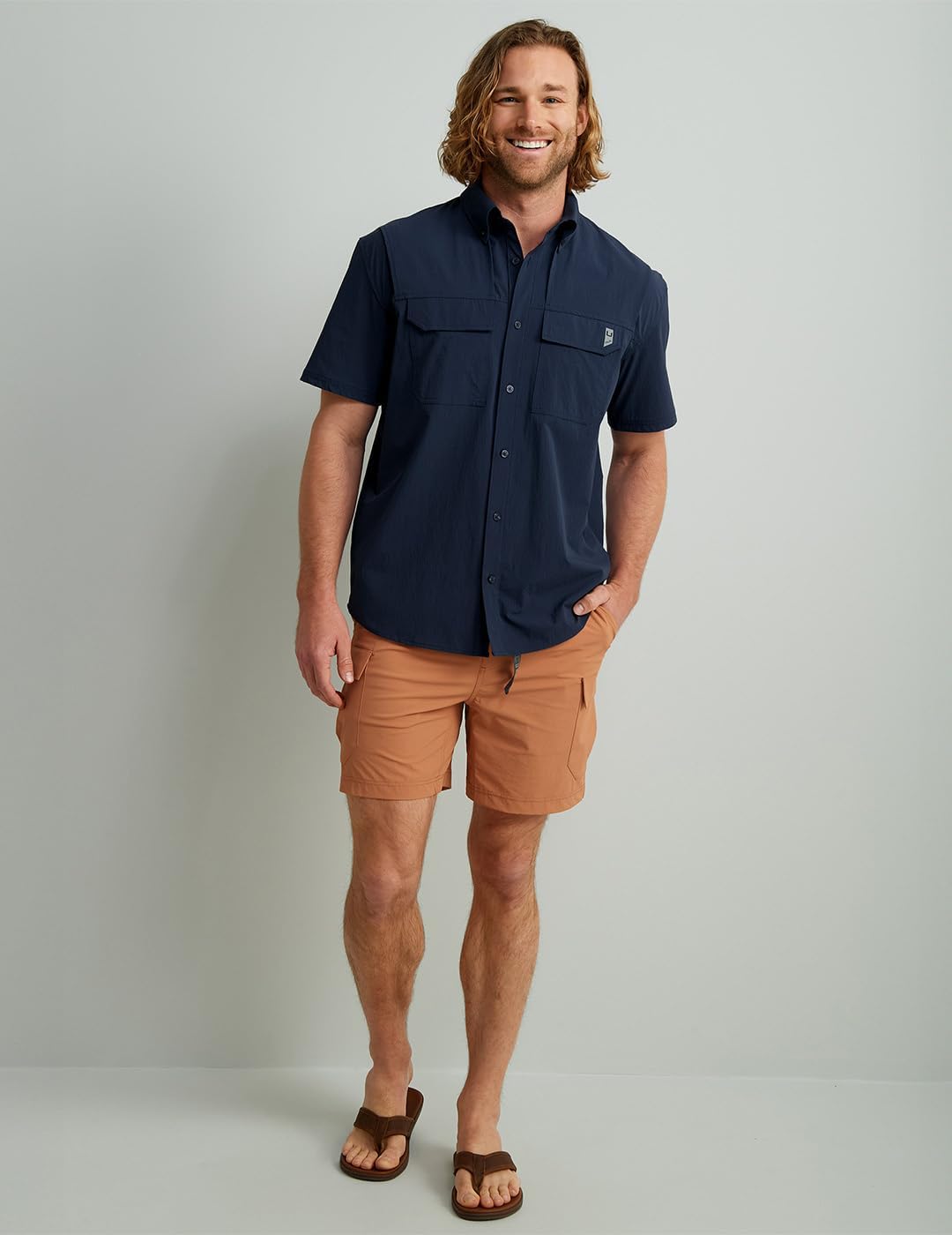 HUK Men's Back Draft Solid Short Sleeve Button Down Shirt, Vented Fishing Shirt for Men