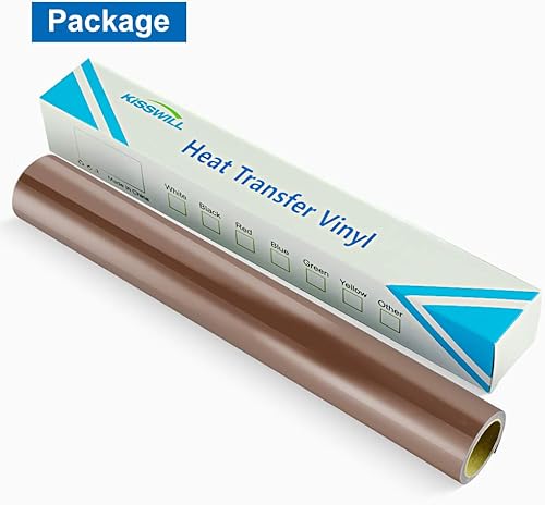 Miniatura 6 de KISSWILL Vinilo de transferencia de calor HTV marrón, rollos de transferencia de calor de vinilo marrón PU de 12 pulgadas x 6 pies para camisetas,