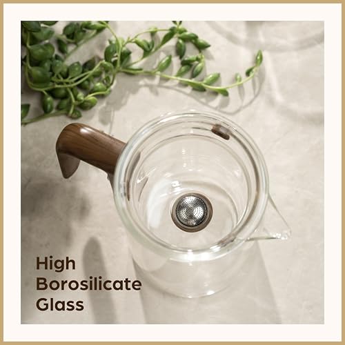 WOLTBLOOM Enchanti Tea Pot - Modern Glass Infuser Teapot - Water Separation Magic Teapot with Heat-Resistant Handle - Elegant Gift Box & Writable Card - Perfect for Loose Leaf Tea - 800 ML (27oz)