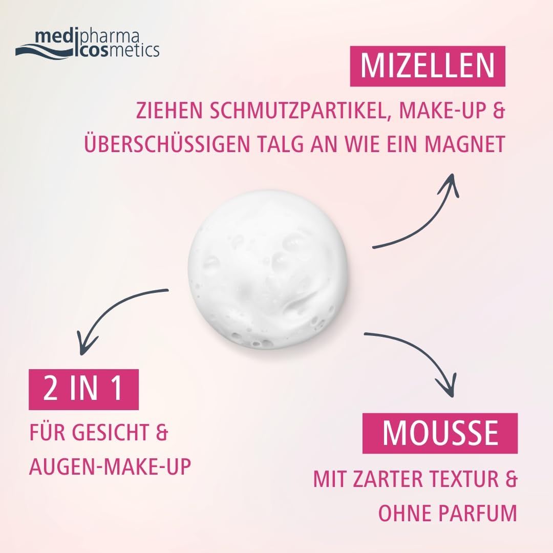 Medipharma Cosmetics Mousse nettoyante à l'olive Rosé Avec technologie micellaire Enlève le maquillage Mousse délicate