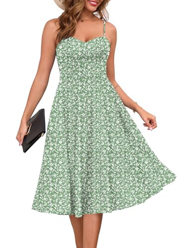 Zattcas Womens 2025 Summer Casual Petite Vintage Flowy Skater Midi