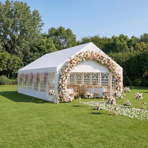 ADRERIC 20x40 Party Tent Heavy Duty White Canopy Large Outdoor