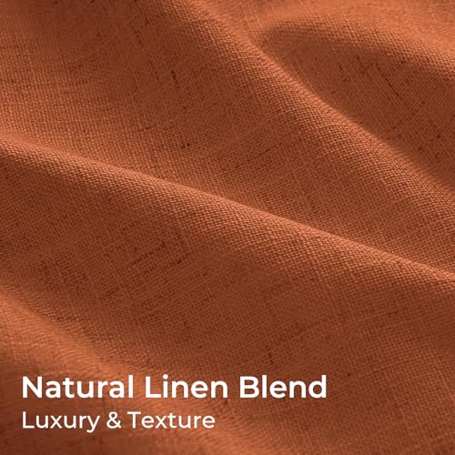 Pinch Pleated Blackout Curtains 86 Inch Long, Linen Blend, 100% Blackout Drapes with 20 Hooks, Ideal for Bedroom and Living Room, 40" W x 86" L (Pack of 2), Orange