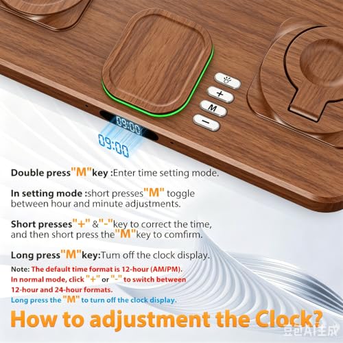 Image of 30W Charging Station for Apple Products,Foldable Wireless Charger with Clock Display&7 Color Light,Wired Charging for iPad /Tablet Charging Station for iPhone17, for Apple Watch11for AirPods4(Woodgrain