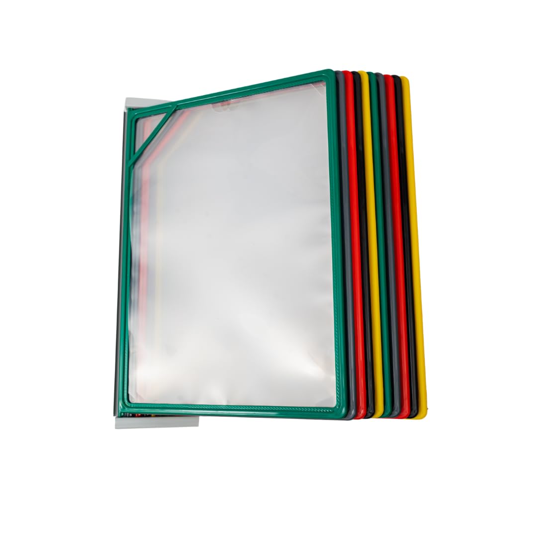 Infomate Wall Unit A4 β Wall Hanging Document Organizer with Quick-Insertion Transparent Pockets, Multicolored Folders (A4 with 5 Folders) 4