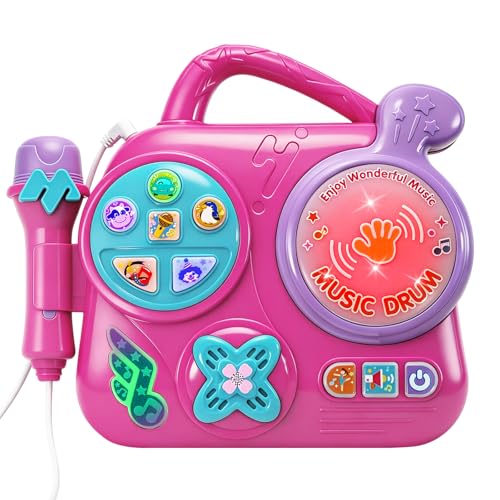 Kids Karaoke Machine, Music Player with Microphone, Toddler Toy with Built-in Music and Lights, Great Birthday Gifts for Kids