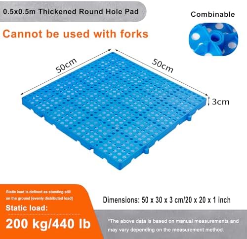 Lightweight Waterproof Interlocking Plastic Pallets - Durable Storage Pads with Breathable Grids for Garage, Kitchen, Basement, Supermarket & Warehouse (50x50cm/20x20in)
