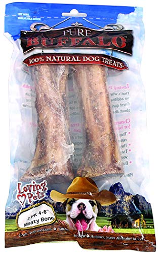 Loving Pets Pure Buffalo 4 To 6-Inch Meaty Femur Bone Dog Treat, 2-Pack