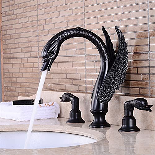 Robinet cygne répandu laiton résistant au calcaire pour mitigeur lavabo noir de salle de bain