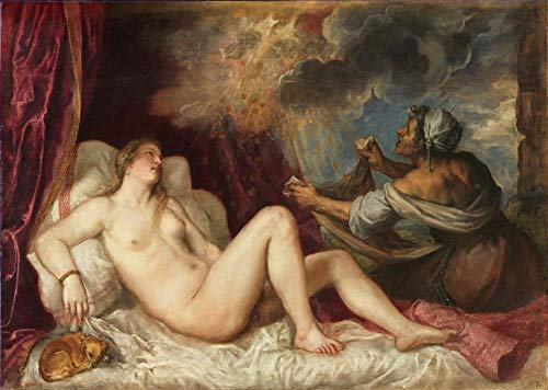 Toperfect 3 Oil Paintings Danae 1553 nude Tiziano Art Decor on Canvas - Famous Works 01, $50-$2000 Hand Painted by Art Academies' Teachers