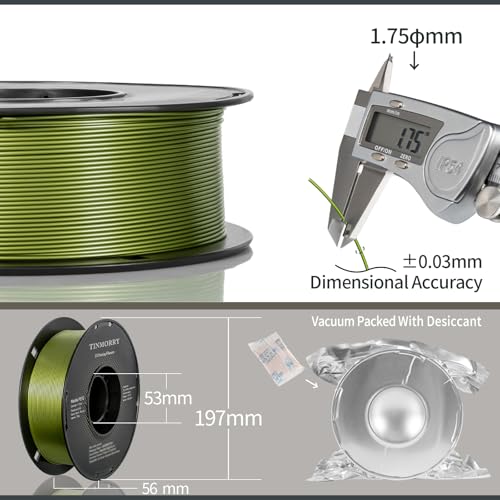 Image of TINMORRY Metallic PETG Filament 1.75mm, Rapid PETG 3D Printer Filament, PETG with a Rapid Flow Rate, Compatible with Bambu Lab FDM 3D Printer, 1KG 1 Spool, Metallic Green