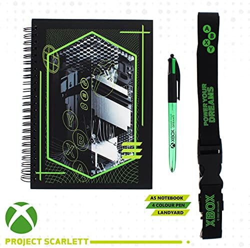 XBOX Stationery Set | Xbox Accessories Gift Set | Contains A5 notebook, 4 Colour Pen & Lanyard | Stationary Supplies | Cool Xbox Gear | Writing Set