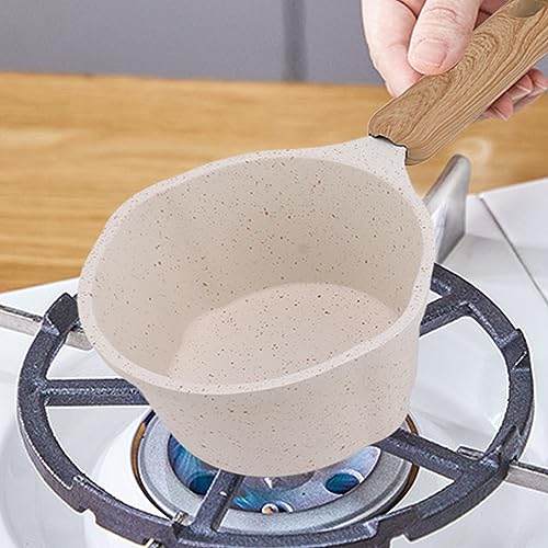 Nonstick Sauce Pan With Pour Spout, Small Milk Pot, Easy to Use, White Flat Bottom, Multi Mini, Multipurpose Set for Home Kitchen by Luqeeg - Image 2