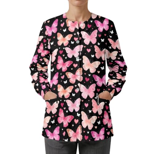 Yorontervo Butterfly Women's Scrub Jacket Lightweight Scrub Jacket