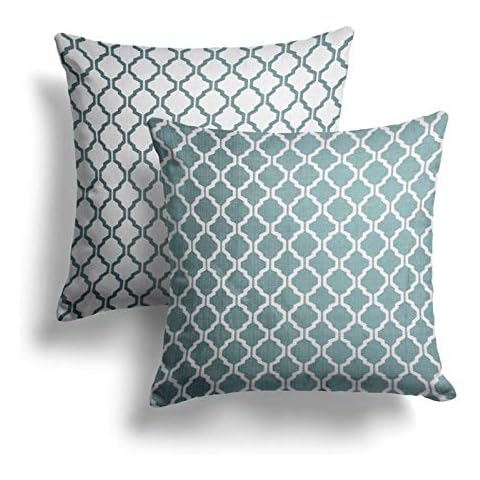 IT IDEAL TEXTILES Set of 2 Cotswold Cushion Covers, Pair of Modern Reversible Jacquard Style Cushion Covers, Pack of Two Luxury Double Sided Faux Silk Throw Cushion Cases (Teal, 22" x 22") Cover