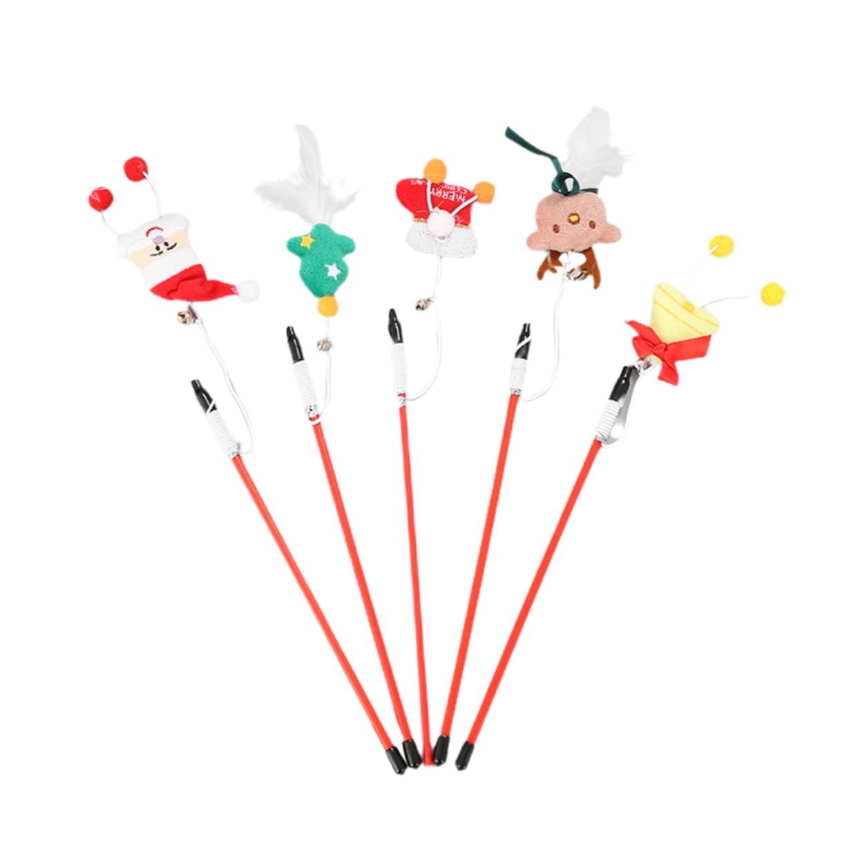 Sosoport 3er-Sets Katzenspielzeug Weihnachts-Teasing-Sticks Interaktives Katzen-Teaser-Spielzeug Für Spaß Und Bewegung 5 Stück * 3
