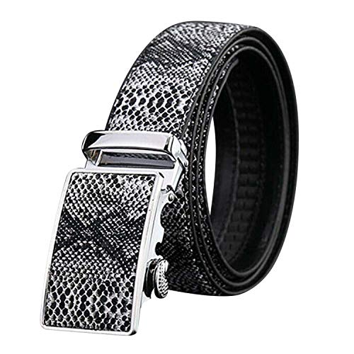 Mesnove Men Automatic Buckle Ratchet Belt Leather Snake Skin Embossed Exact Fit Gift