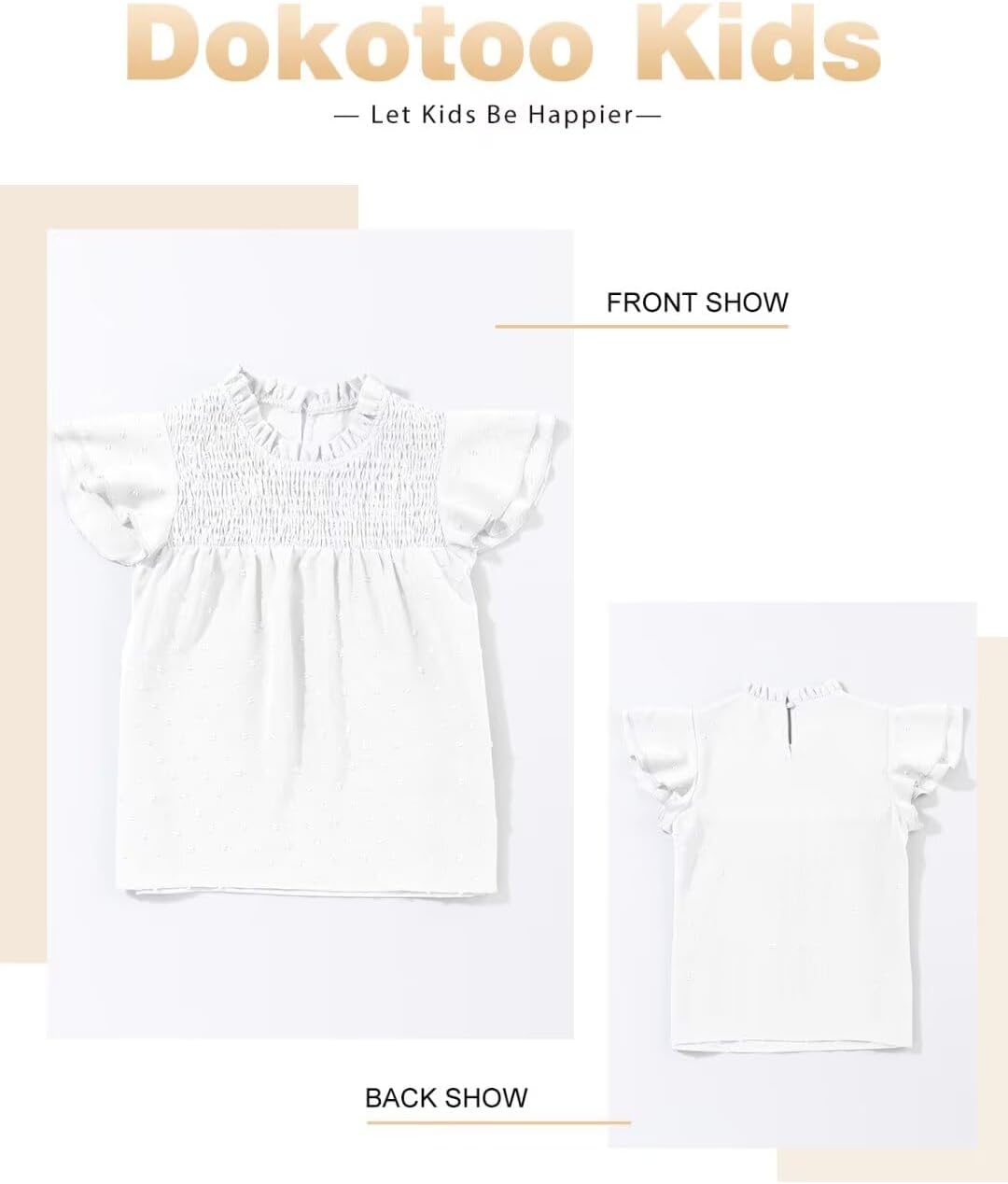 Girls Tops Tween Short Sleeve Shirts Teen Summer Ruffle Cute Swiss Polka Dot Blouse Size 6-15 Years - Image 4