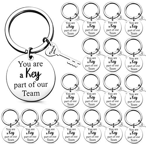 Junkin 20 Pcs Team Gifts for Employees Appreciation Gifts Bulk Thank You Keychain for Women Men Office Staff Group Coworkers(Silver) by Junkin - Used condition - US$11.87
