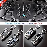 AvryLuky Alloy Car Key Case Rings Cover Holder for BMW 1 3 5 7 Series 525li 530 F48 X1 X2 X3 X4 X5 X6 Classic Engine Head Concept (A Style Carbon Fiber) - Image 5
