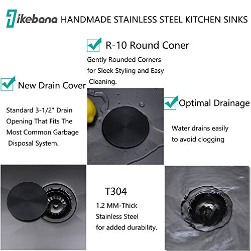 Ikebana Bar Sink,Nano Black Stainless Steel Small Wet Bar Sink,15 X 15 Inches 18 Gauge Single Bowl Workstation Drop In Prep Rv Kitchen Sink With Accessories #TOP4