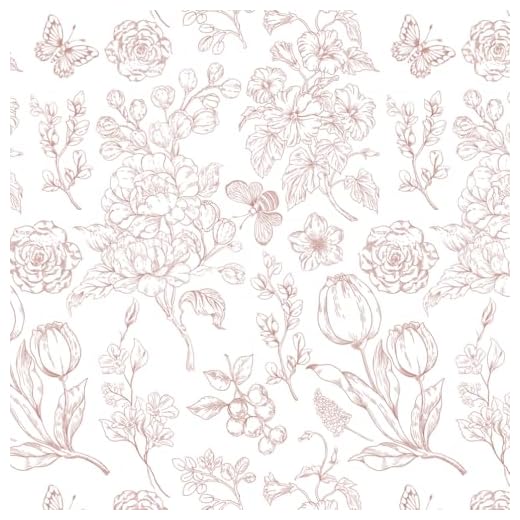 Fiula Selbstklebende Tapete Klebefolie Möbel Blumen 44x300CM Möbelfolie Selbstklebend Pink Weiß Vintage Blumentapete Tulpen Schmetterlinge Wohnzimmer Schlafzimmer Wasserdicht Rosa Wallpaper Wandpapier