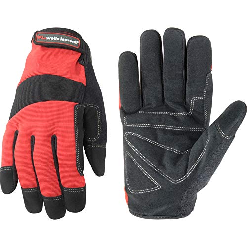 Wells Lamont 7670RM Synthetic Leather Work Gloves Atv And Motorcycle, Medium, Red/Black