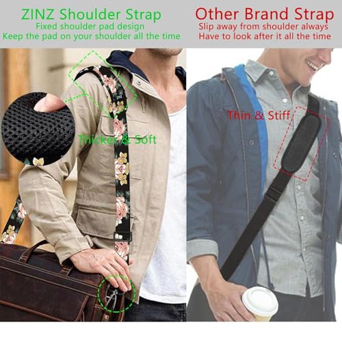 Image of ZINZ 79 inch Shoulder Strap, Extra-thick Fixed Cushion Pad and Dual Clasps Universal Replacement Strap with Metal Swivel Hooks for Laptop Bags, Luggage Bags, Camera, Crossbody (200cm,Dark Rose)