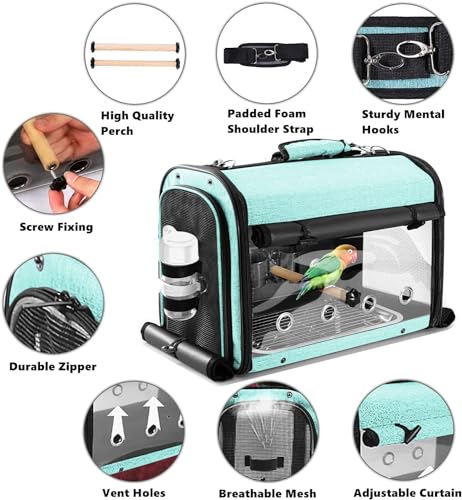 Suertree Bolsa transportadora para pássaros gaiola de viagem para pássaros com suporte, mochila leve