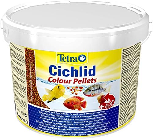 Tetra Cichlid Colour Pellets - Fischfutter für Intensive und leuchtende Farben, besonders für Buntbarsche mit roter, oranger und gelber Färbung, 10 L Eimer