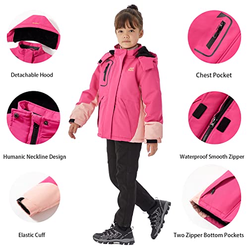 Wulful Girl's Waterproof Ski Jacket Warm Fleece Hooded Winter Snow Coat #TOP4
