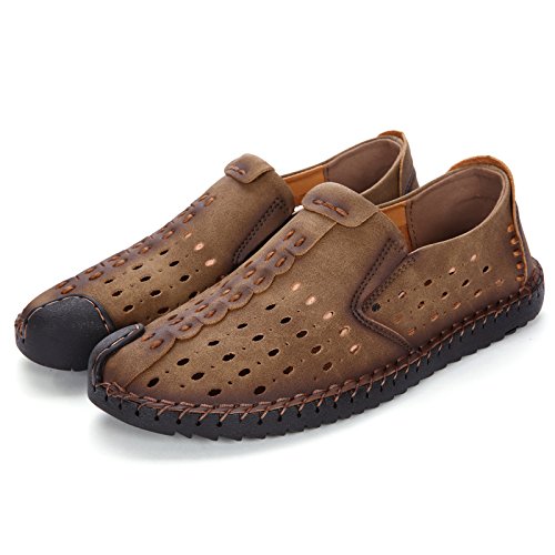 AQIXIDX Men's Outdoor Hiking Sandals Closed-Toe Breathable Lightweight Walking Sandals In Casual Fashion Leather Athletic Sports Shoes2