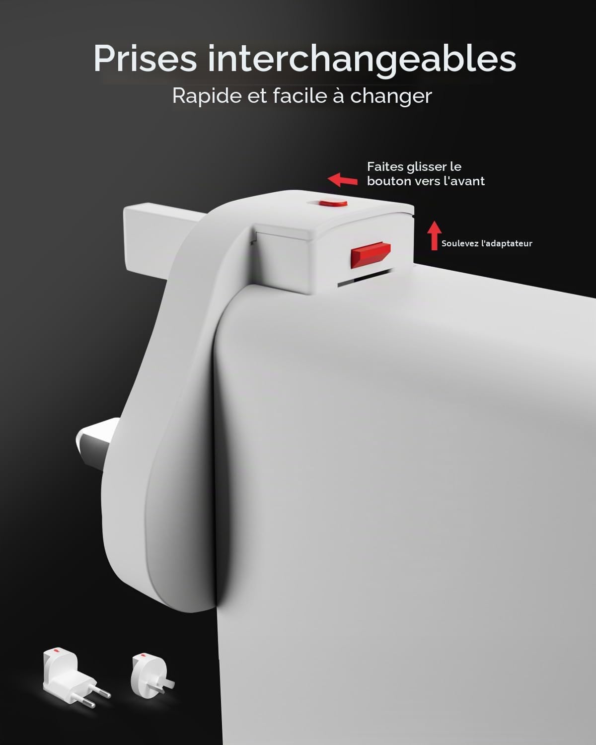 SBS Travel Adapter USB-C 100W, Chargeur de Voyage avec Fiches US/UK/EU/AU | Convertisseur Adaptateur 4 ports USB, Power Delivery (PD), Recharge Rapide pour iPhone, Android, MacBook et Ordinateur, Blanc