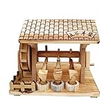 Waterwheel Modelldekor Wasserrad Untersetzer Vintage Kreative DIY Montage Handwerk Chinesisch Antike Holz Dekor Geschenk